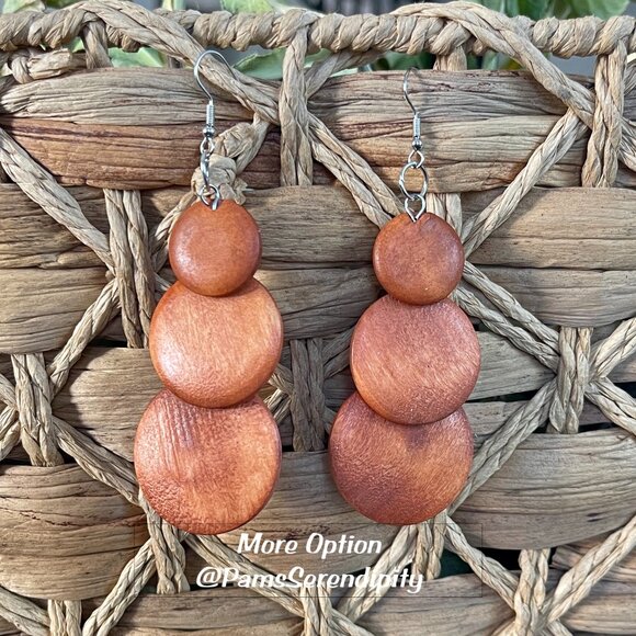 Bohemian Bronze Labradorite Stone Hippy Dangle Earrings - Picture 5 of 8